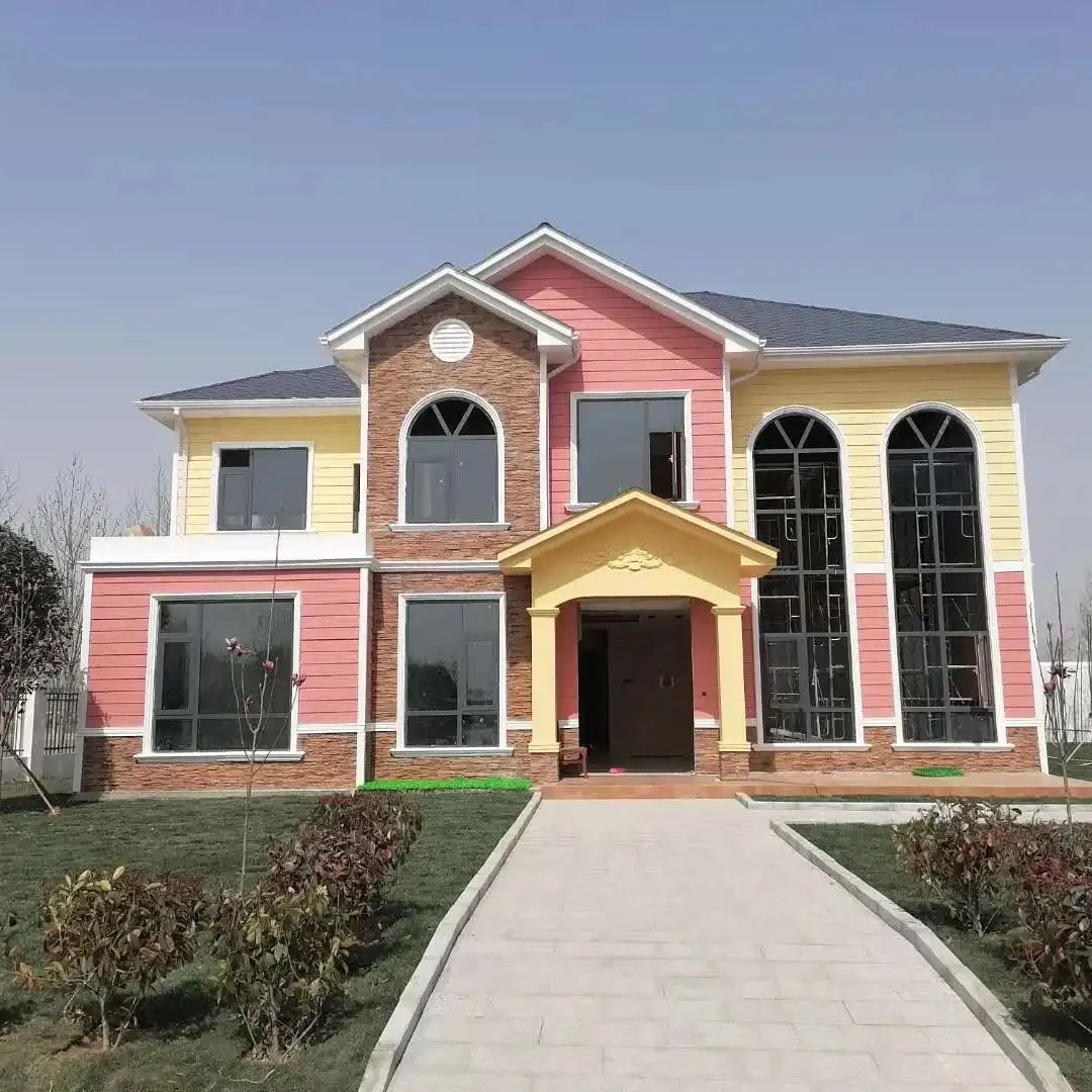 2 Floor Regular Style Family House Steel Structure Prefab House Villa With Garage