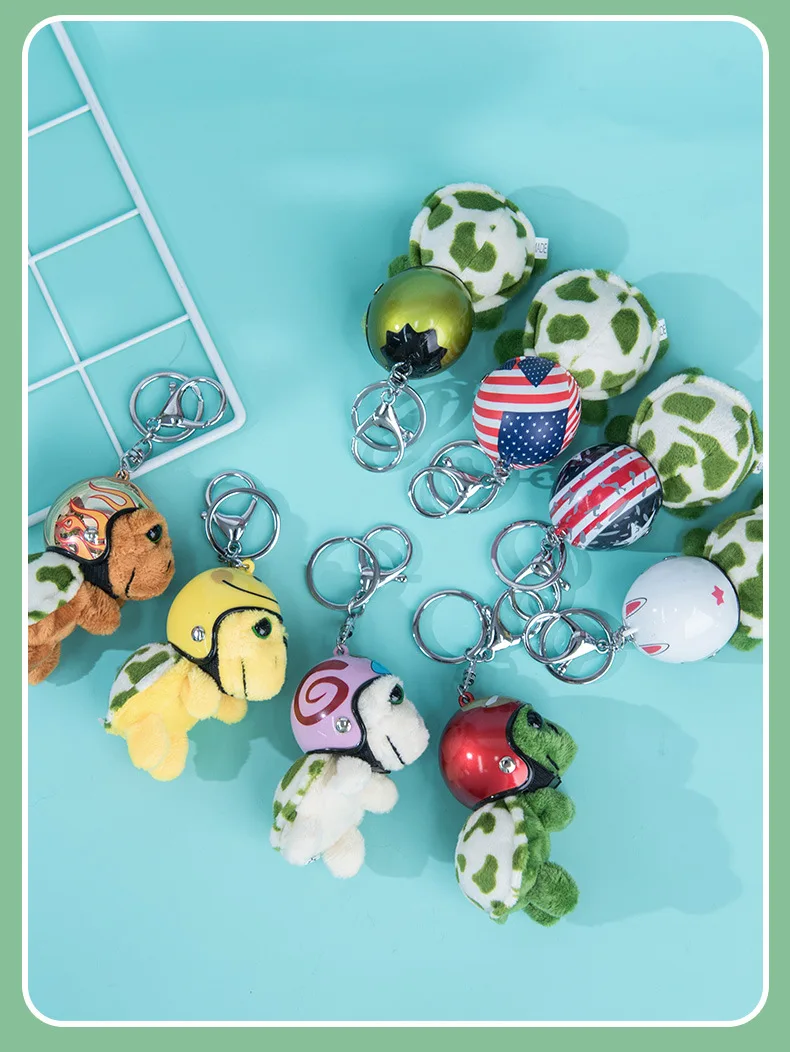 New trend popular helmet turtle plush Zodiac sign fruit cute plush key chain pendant bag
