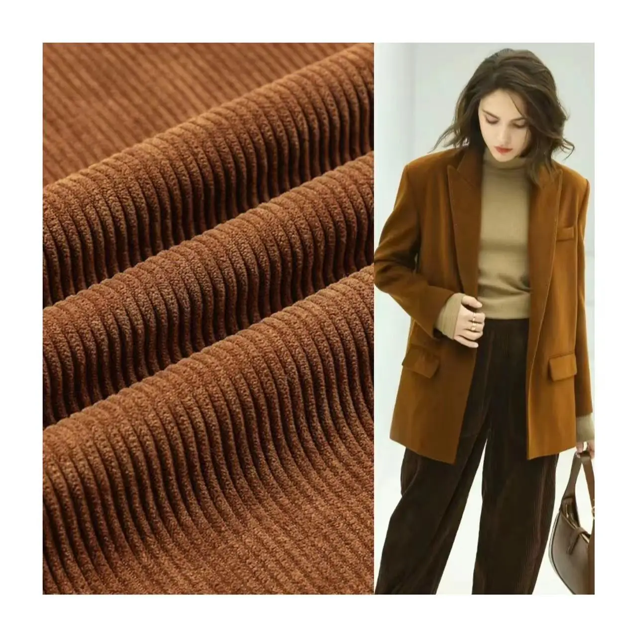 8 wales striped coral velvet fabric corduroy with polyester fleece for cushion and garments