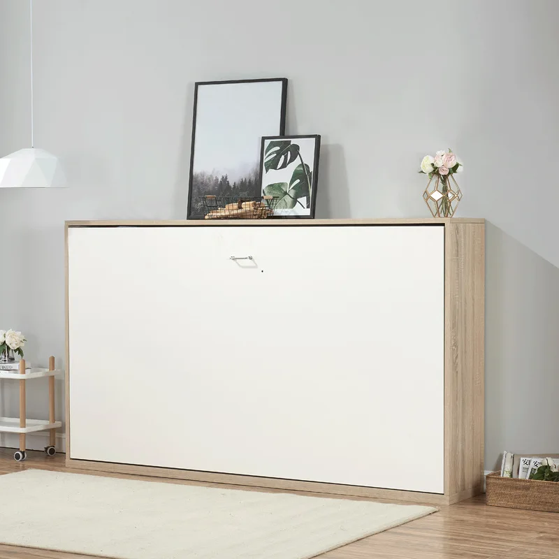 Side Wall Mounted Murphy Bed Bedroom Furniture Space Saving Modern Multifunction Folding Hidden Wall Bed Metal Foldable Bed