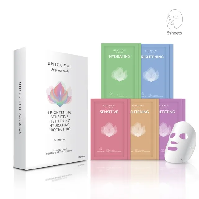 UNIQUEMI Premium Quality Korea Cosmetic Skin Care Deep Sink Facial MaskSheets Made In Korea (10 packs in a box)