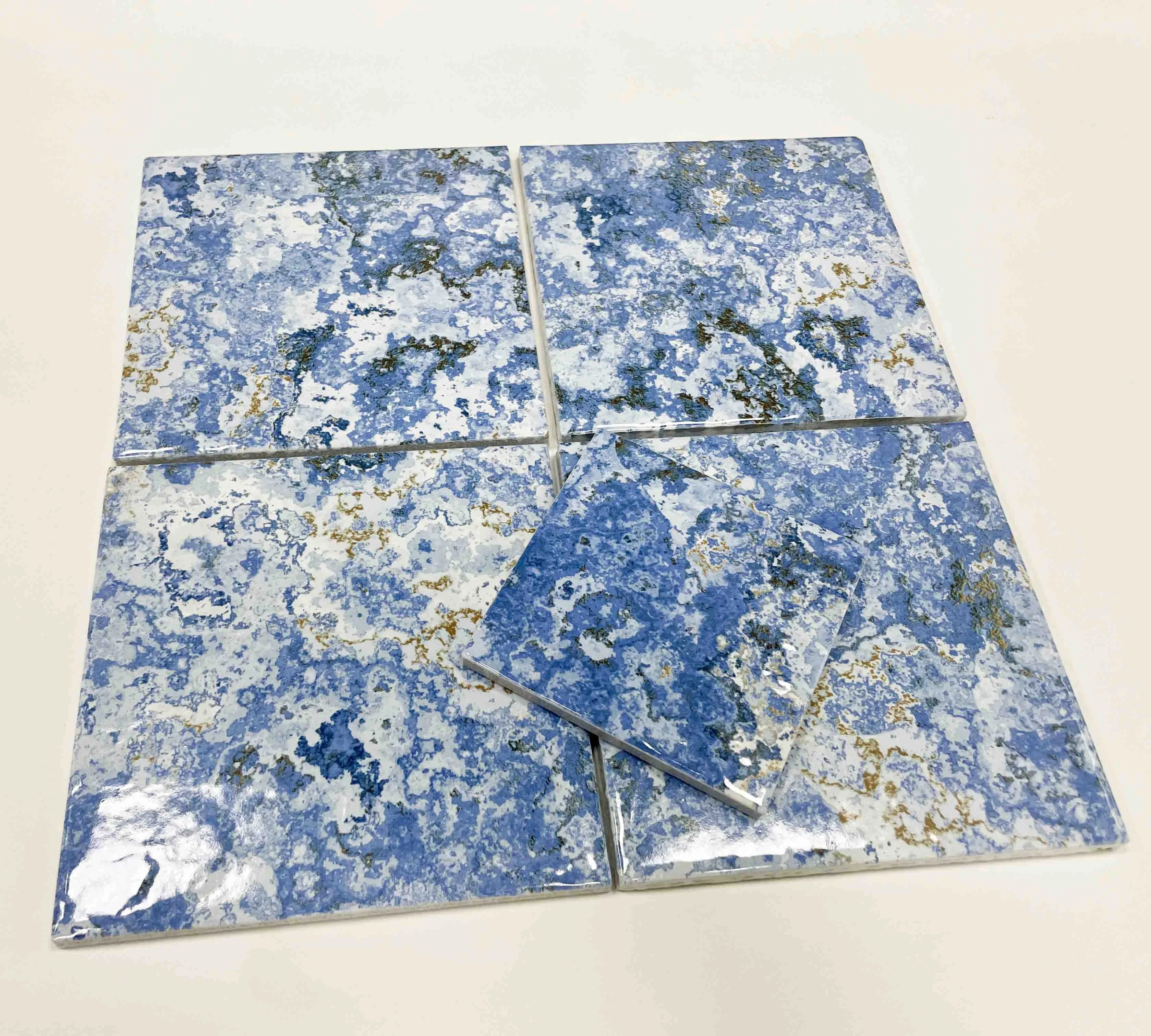 Factory Handmade Mosaic Tiles Ceramic Mosaic Tiles Garden Swimming Pool Blended Blue Mosaic Swimming Pool Tile