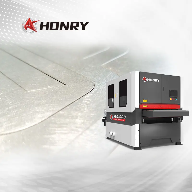 Honry SSQ1000 Hairline drawing processing deburring sanding polishing machine with 2 belt sanders and 4 grinding brushes