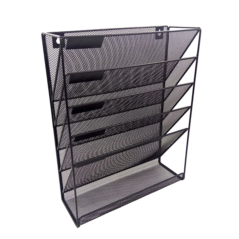 NISEVEN Hot Sale Multi-Function Office Wall File Folder Organizer 6-Tier Metal Mesh File Mounted Handing Wall File Organizer