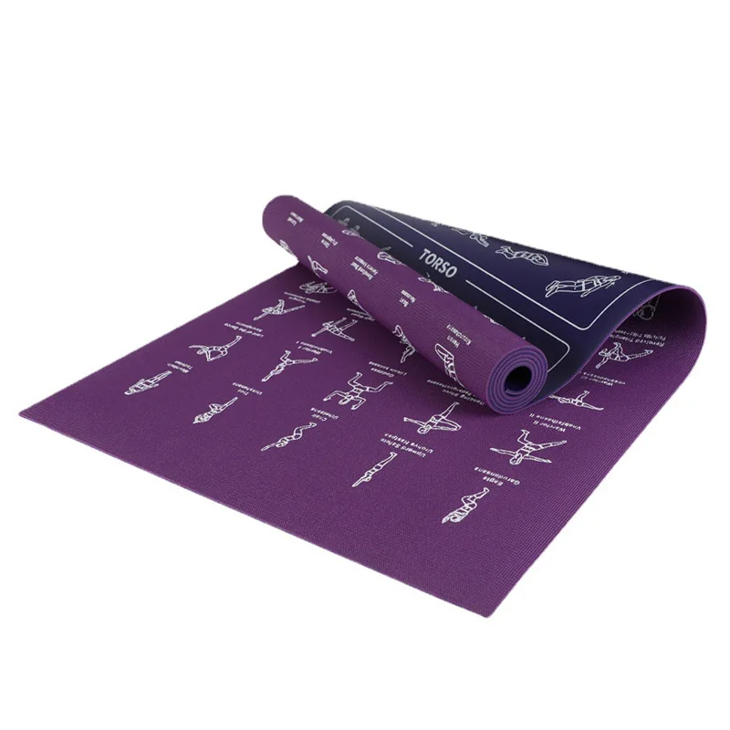 Wholesale Instructional Yoga Mat with Poses Printed Eco friendly PVC sports mat home gym cork PVC Yoga Mats