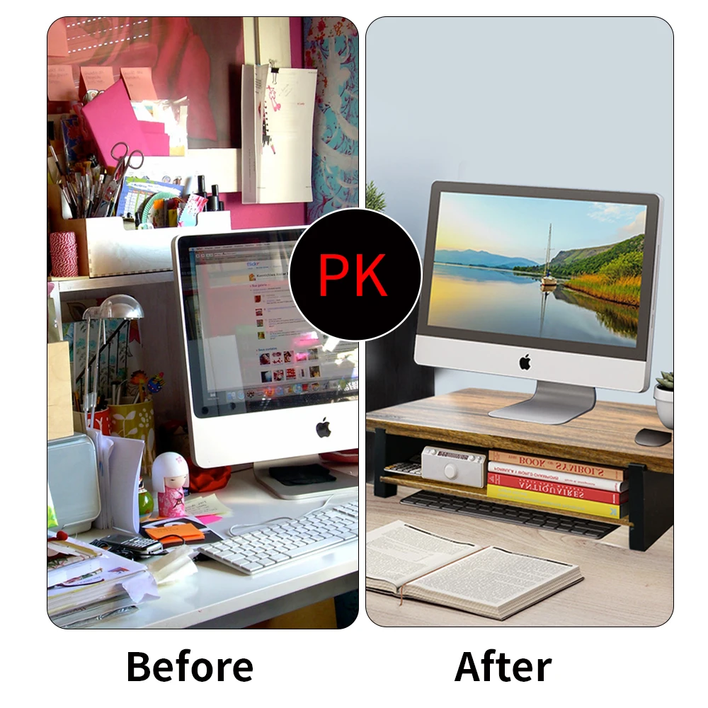 Luxury 2 Layer Walnut Wood Portable Laptop Computer Holder Rack Desk Bamboo Keyboard Storage Tray Monitor Stand Riser for Office