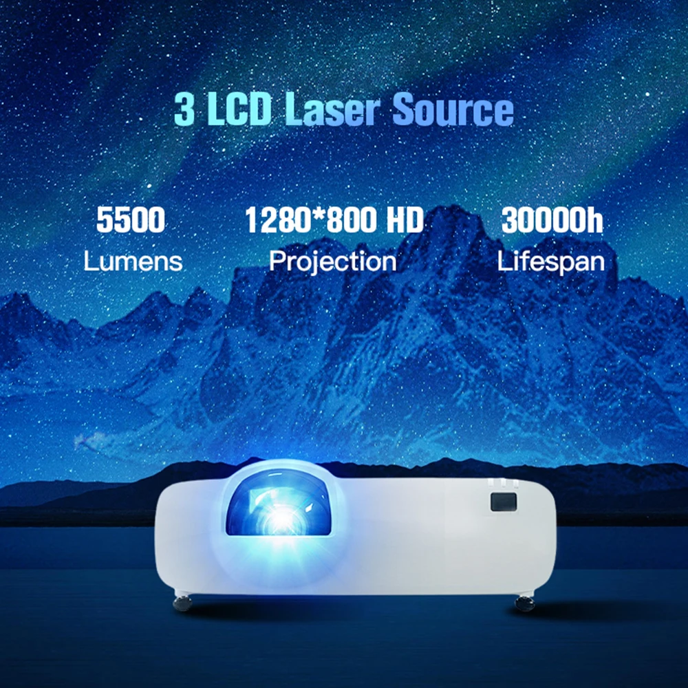 Indoor 5500 Lumens Holographic Advertising Laser Projector with Short Focus, USB and PC Input,