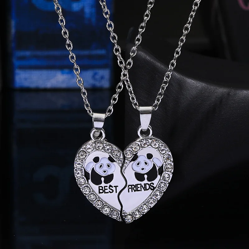 Fashion hot sale BEST FRIENDS series cute panda set zircon pendant fine jewelry necklaces