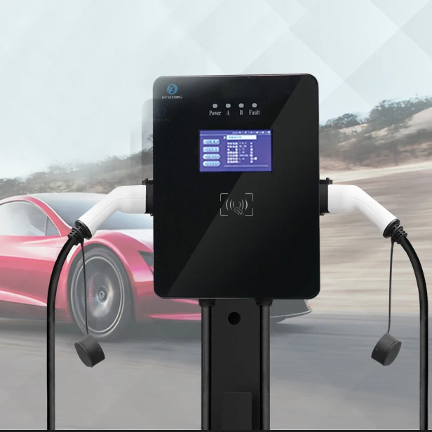 EV зарядная станция 32 А 44 кВт с двойным разъемом быстрое зарядное устройство для