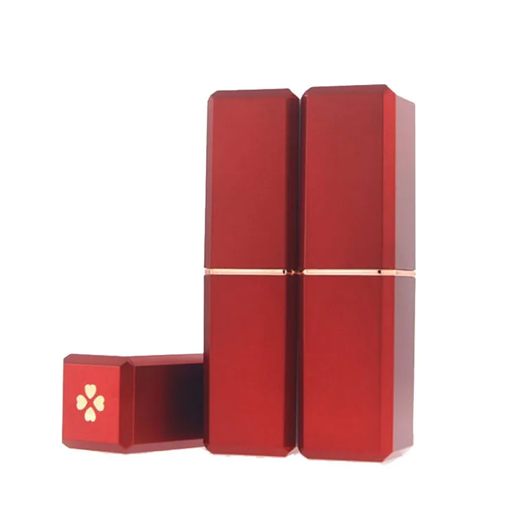 
In stock supply square pink lip balm container fashion 12.1mm matte red/black/pink/white empty lipstick tubes 