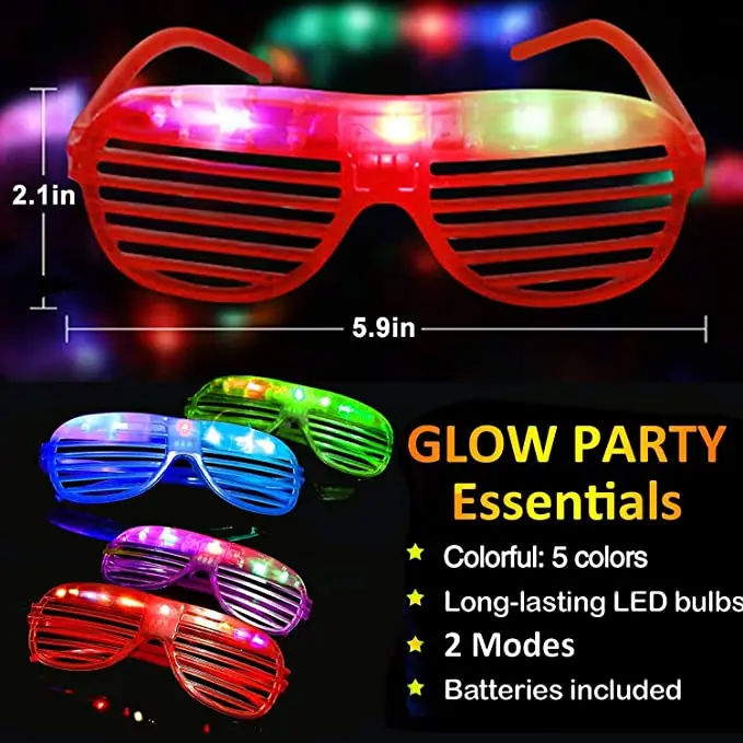 Wholesale Led Light Plastic Shutter Shades Glasses Sunglasses for Adults and Kids Glow in Dark Party Festivals Carnivals