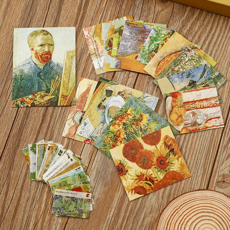 A6 Vintage Notebook Agenda 2024 Washi Tape Stationery Supplies Set Kids School Gift Box oil painting Stickers supplies van gogh