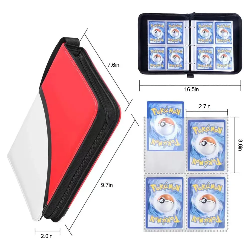 PU Leather Charizard Collector Book Pokemoned Trading Card Game Collection Folder with Zipper 900 and 400 4 or 9 Pockets GL