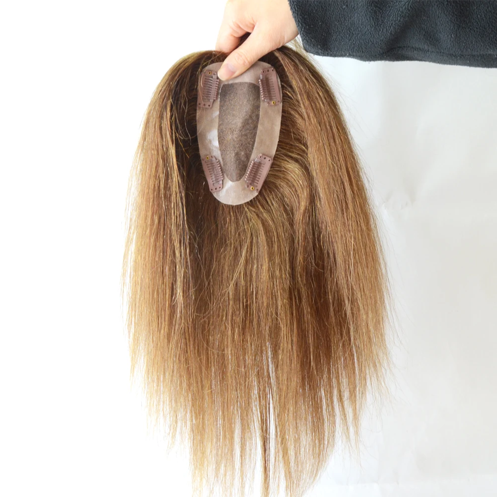 High feedback russian silk base virgin human hair blonde topper