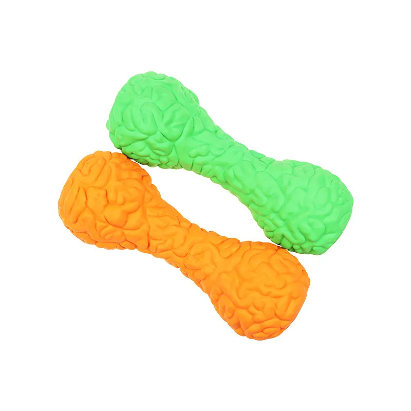 Custom LOGO Strong Chew Toy Dog Treat Dispenser Natural Rubber Dumbbell Dog Toys Chew