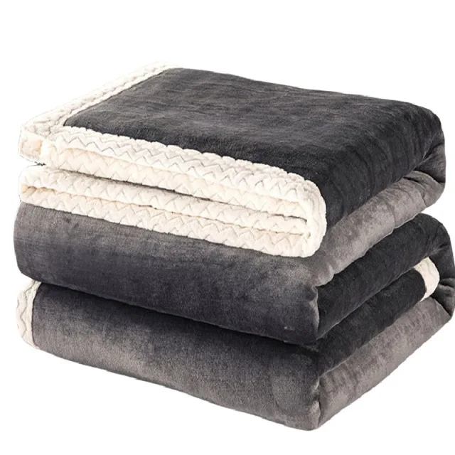 Soft luxury lamb wool warm pure color nap double thickened flannel blanket plain coral fleece sherpa blanket