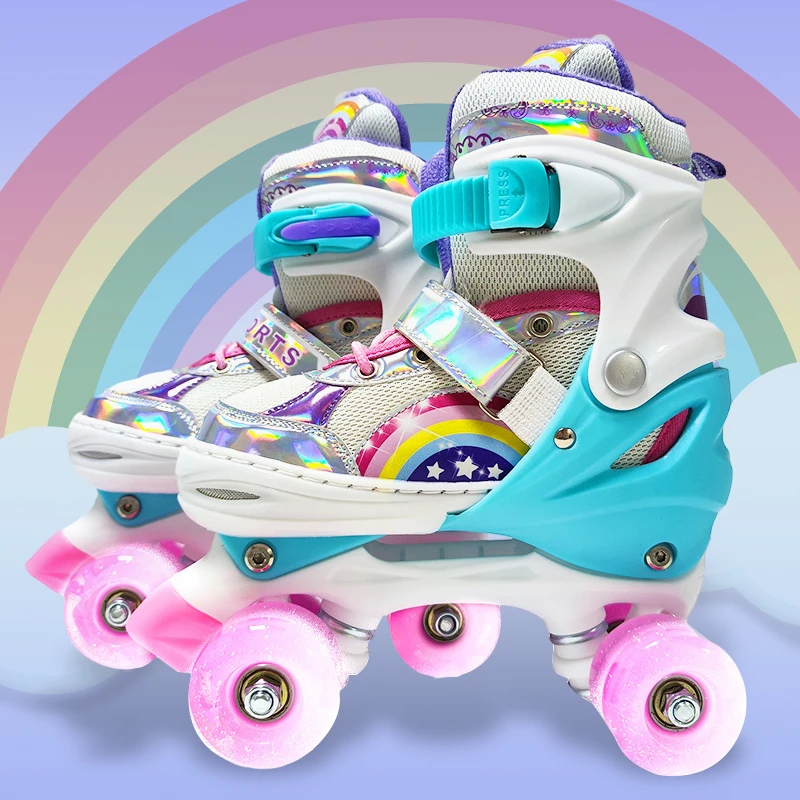 EACH Patines Roller Skate 4 Ruedas De 4 Ruedas Con Luz Wholesale Roller Skates Shoes for Kids Adjustable 4 Roller Skate