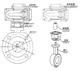 Winner Winvall Dn40 to Dn200 Motorized Valves Electric Actuator Control Wafer Type Butterfly Valve