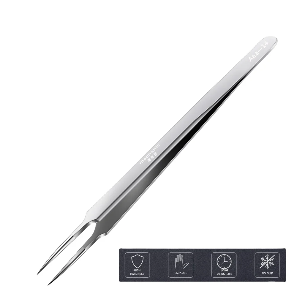 MECHANIC A-14 Stainless Steel Ultra Fine High Hardness Tenacity Durable Tweezers For SMD PCB BGA Motherboard Micro Repair Tool