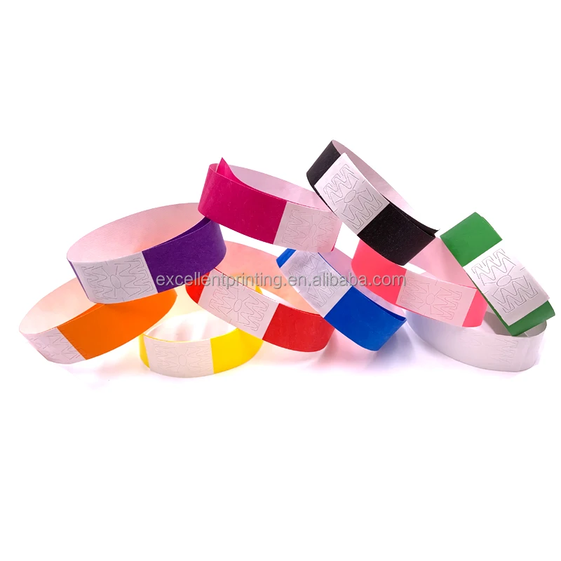 Best Selling Colors Waterproof Tamperproof Tyvek Wristbands Customized Paper Health Bracelet for Amusement Park Swimming Pool