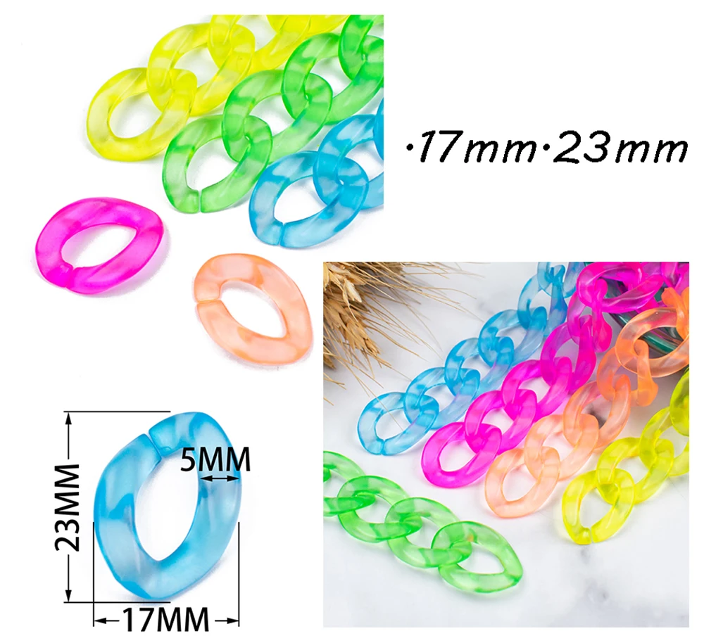 MELLON Matte fluorescent multicolor 17x23mm Acrylic Chain Link Clasp For DIY Jewelry Findings Chain Making