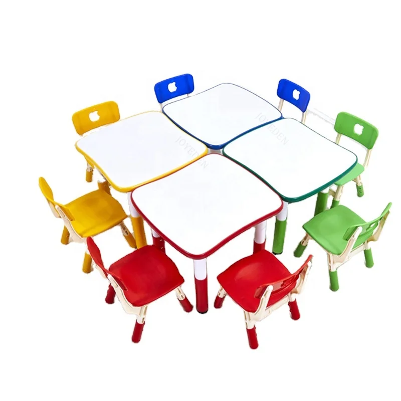 Набор детских пластиковых стульев и столов с регулируемой высотой для дошкольного класса
