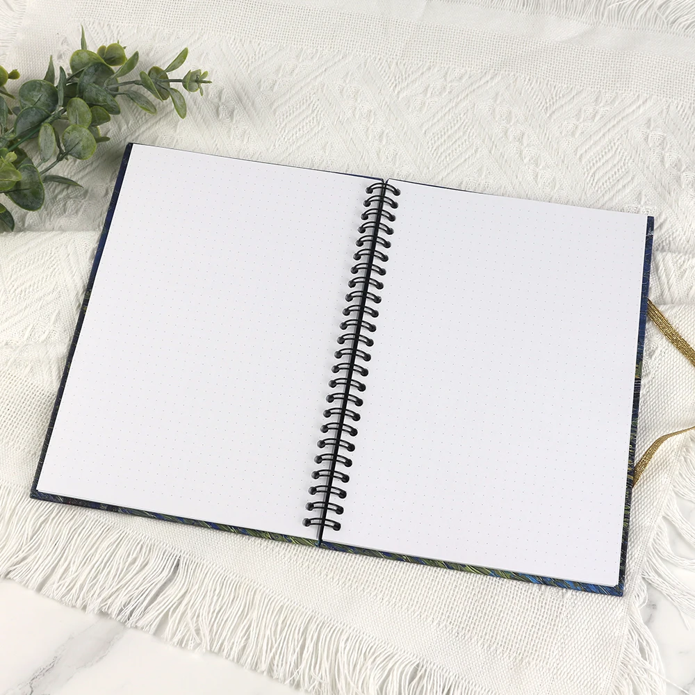 Custom create luxury wire spiral A5 A4 business diary gold elastic closure journals notebook custom printing