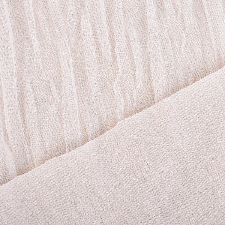 Embroidered chiffon stripe fabric breathable gauze embroidery wrinkled fashion women lace fabric