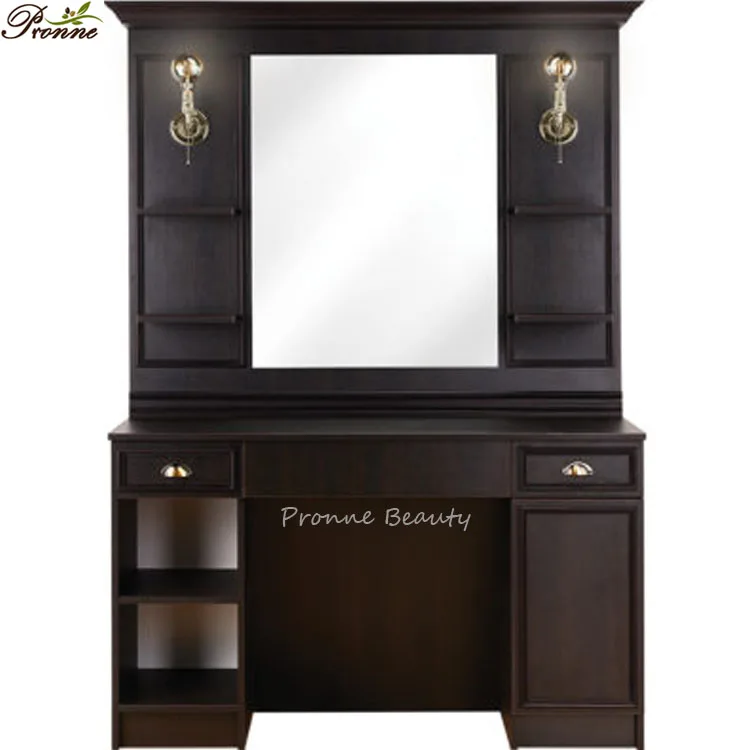 Elegant classy hair salon mirrors dressing table front wash barber station with ceramic basin
