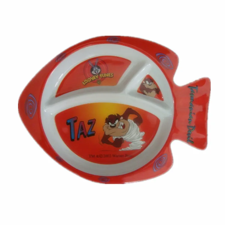 A5 Wholesale melamine fish shaped children plates plastic fish plate plastic kids dishes