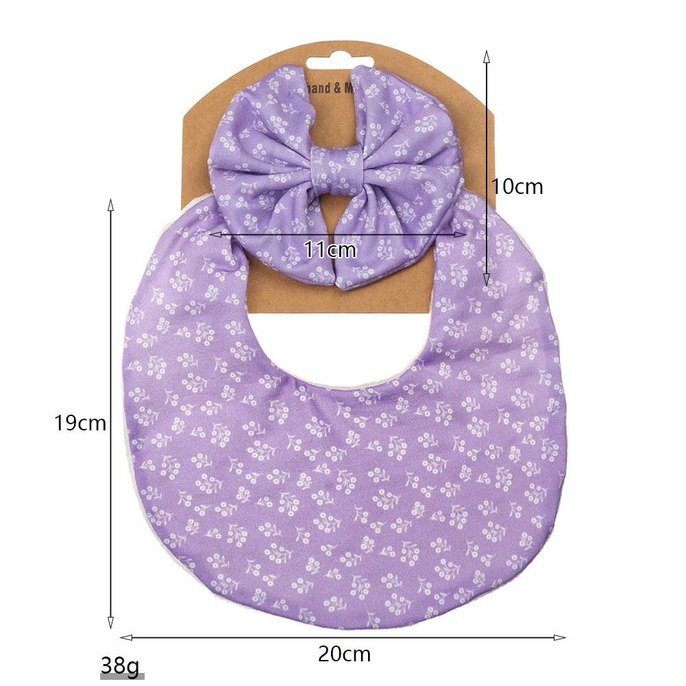 Baby double sided cotton waterproof bib newborn bib soiled and spit towel headband set for baby boys and girls