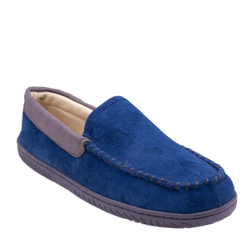 Custom logo  Faux Fur Lined Moccasin Indoor Outdoor Slippers Loafer Shoes Men