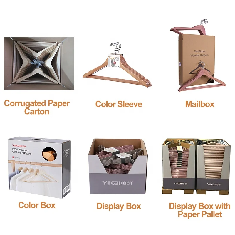 YIKAI Wooden Coat Hanger with Non-slip Transparent Rubber Hose for Clothing Hanger