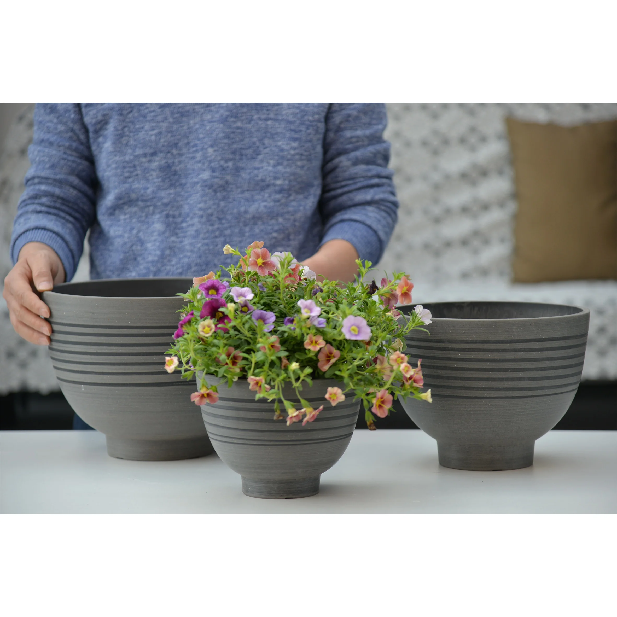 Greenship manufacturer indoor outdoor clay recycled plastic garden pots