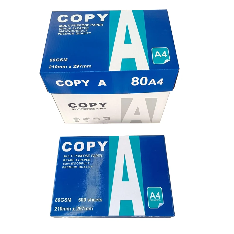 Бумага A4 оптовая продажа Высококачественная цветная бренд Oem 70gsm 75gsm 80gsm бумажная бумага для печати черновик двойной белый принтер