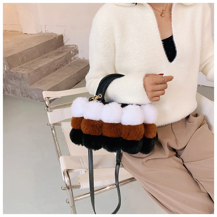 Good Quality 2021 Winter Colorful Fur handbags for Women Luxury bags Fur bags Unique Purses