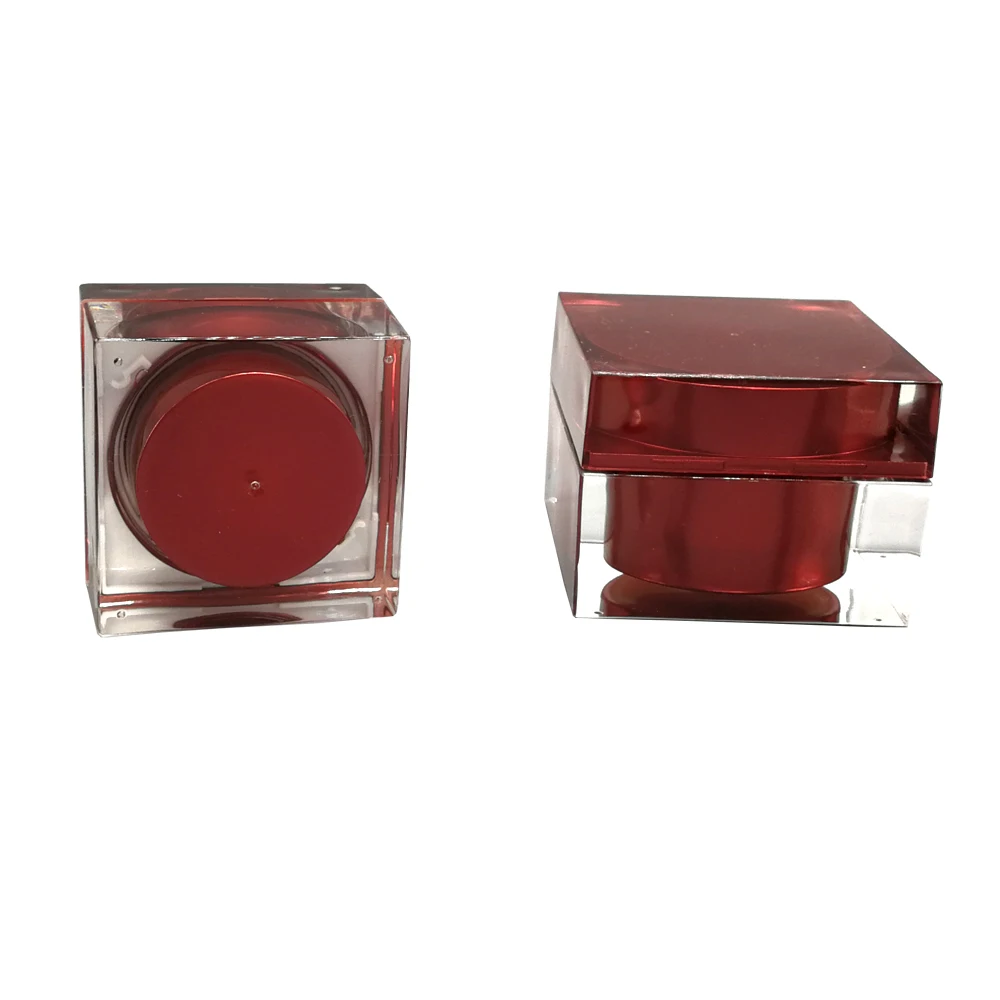 STRAIGHT SQUARE 15ML 30ML 50ML ACRYLIC CREAM JAR WITH LID