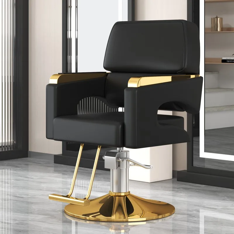 New Salon Cutting Hair Lift Simple Leather Can Be Placed Upside Down Barber Chair Barber Hair Station Salon Furniture