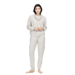 Multi Knitted Breathable Polyester Long Sleeve Romantic Sleepwear Set