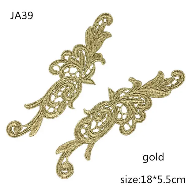 Wholesale Gold and Silver Embroidery Flower Sewing Dress Decoration Decal Lace Patch Custom Embroidery JA39
