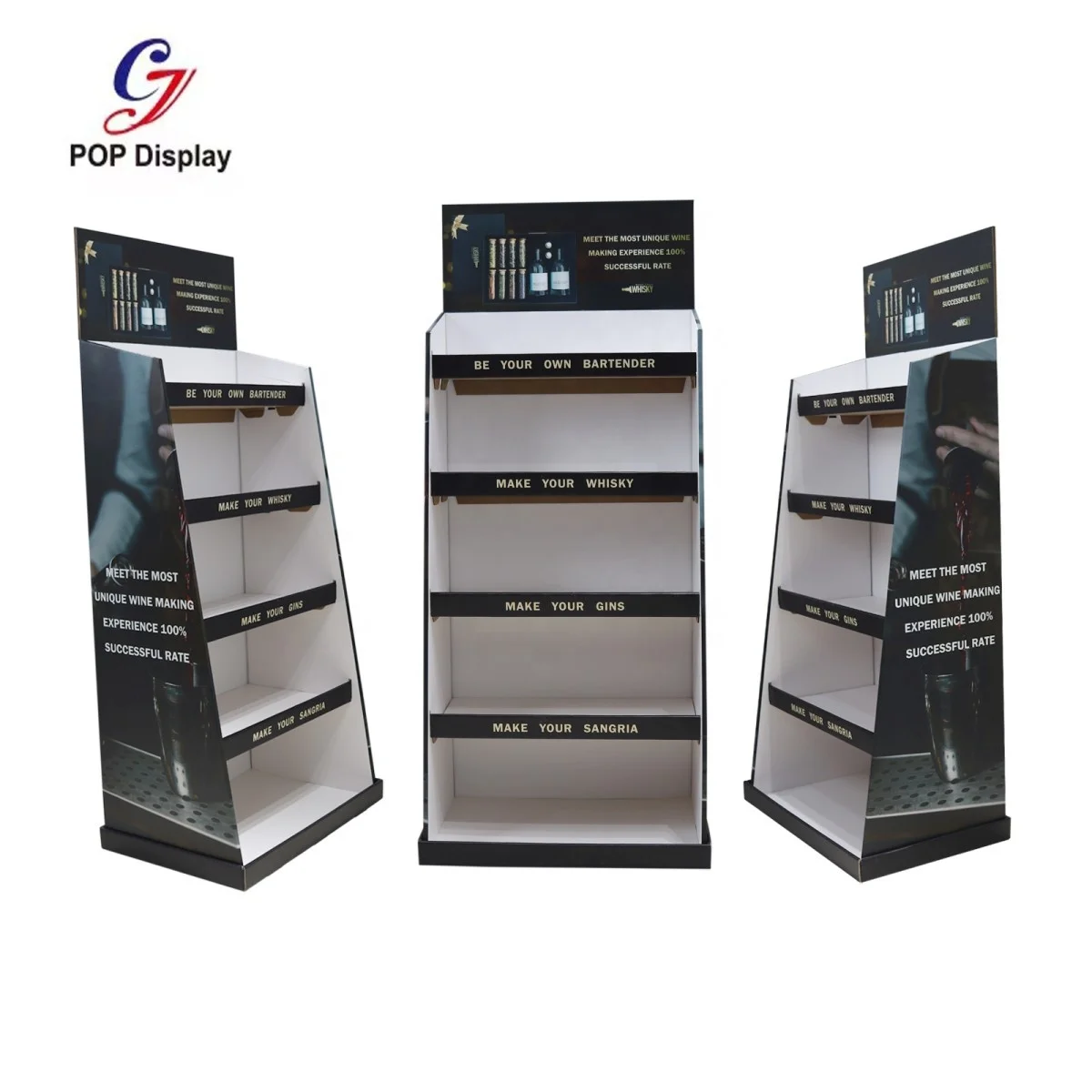 Wholesale Customized Logo Cardboard Display For Floor Model POP Stand Corrugated Paper Display Boxes For Wine Bottle Drinks Beer