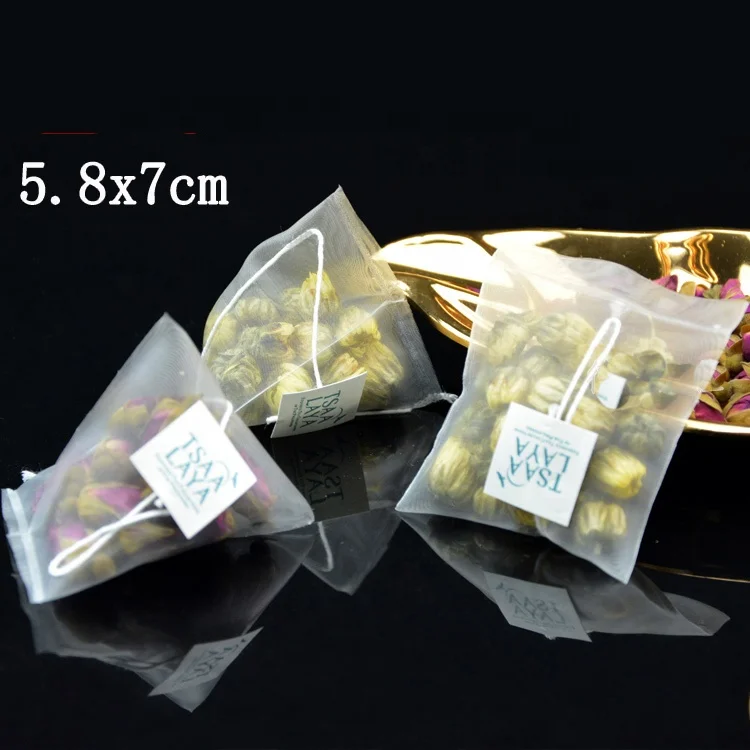 100% biodegradable pla pyramid triangle tea bag nylon mesh roll