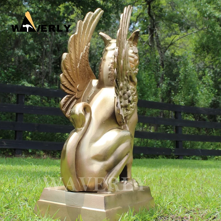 Литая на заказ медная статуя Гриффина Золотая скульптура большого размера бронзовая латунная металлическая Крылатая кошка Горгулья
