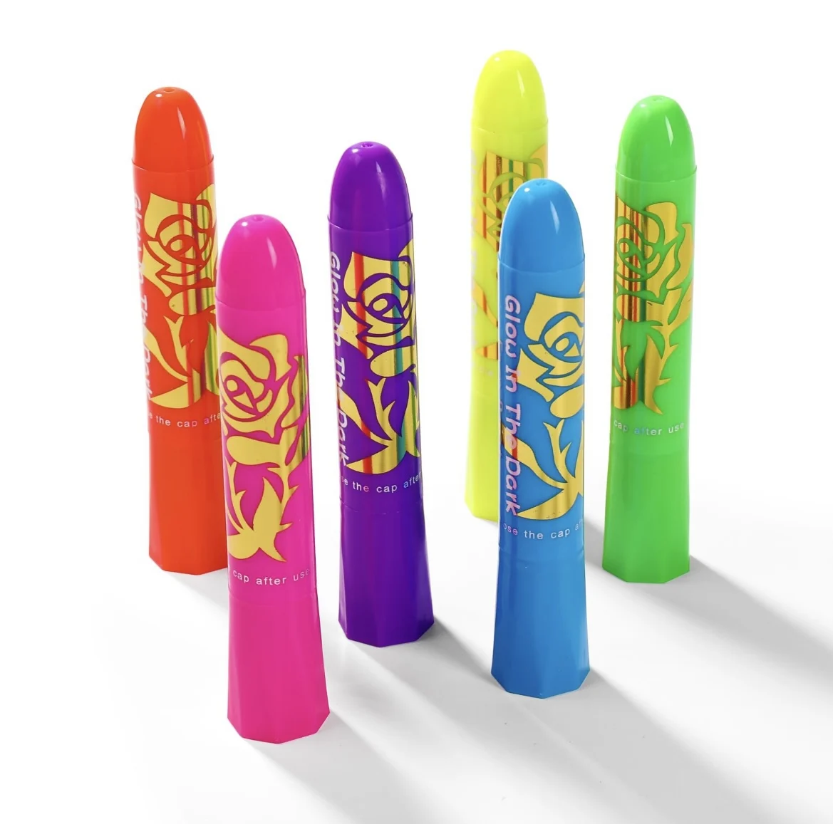 Best Price Factory Sale under UV glow light 6 colors glow in the dark  pigment face paint with  tattoo sticker