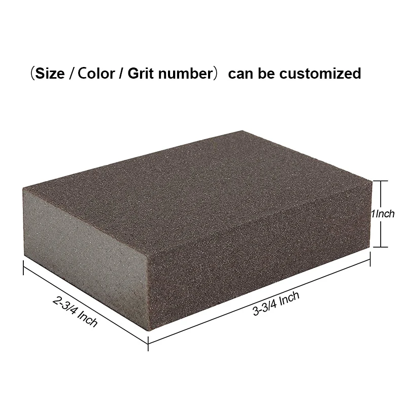 2022 high Quality Brown Sponge Sandpaper Block 60-320girt100*120mm 4inch Aluminum Oxide Flocking Abrasive Sponge Sandpaper Block