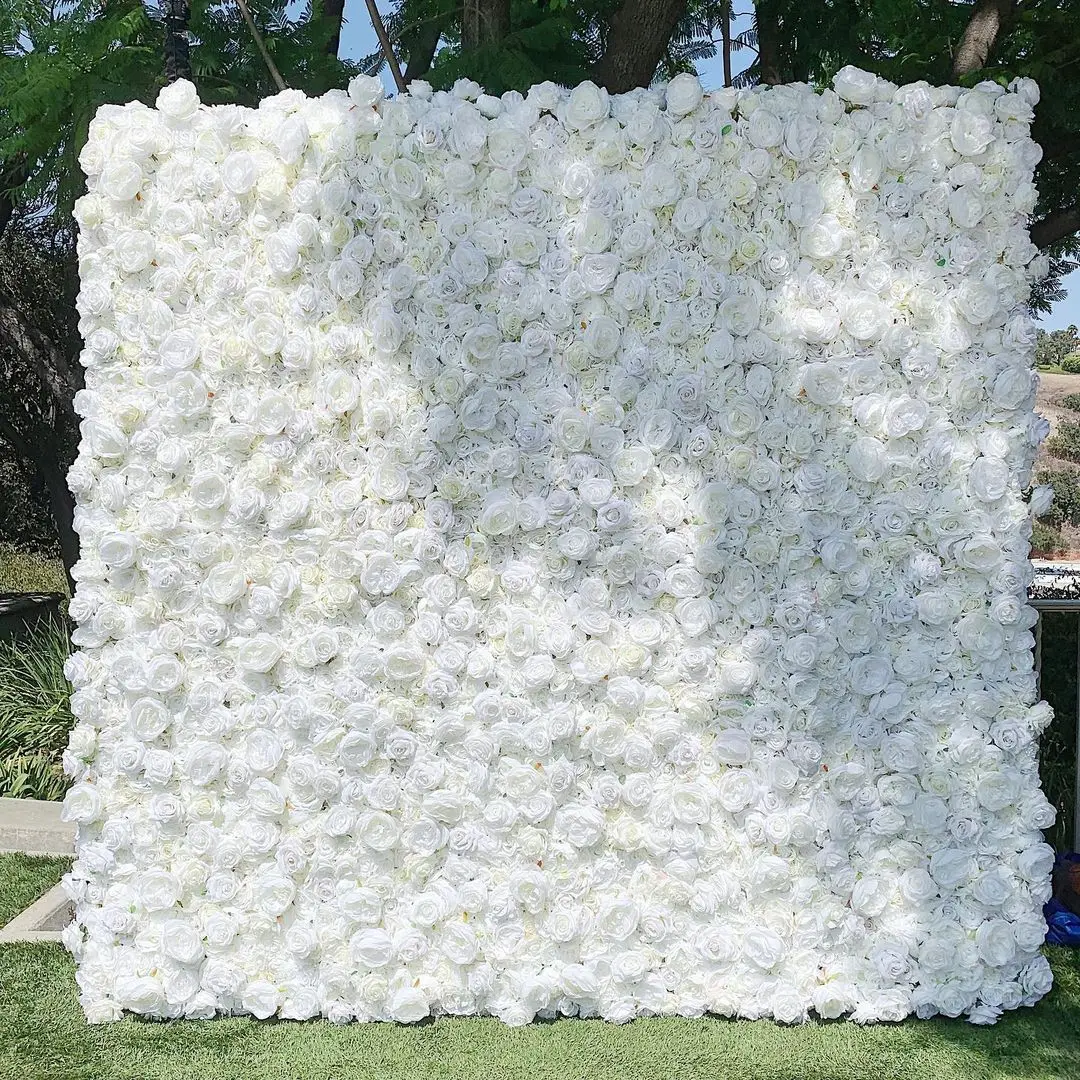 Wholesale Custom White Pink Wedding Supplies Decoration Rose Backdrop Silk Artificial Decorative Flower Wall