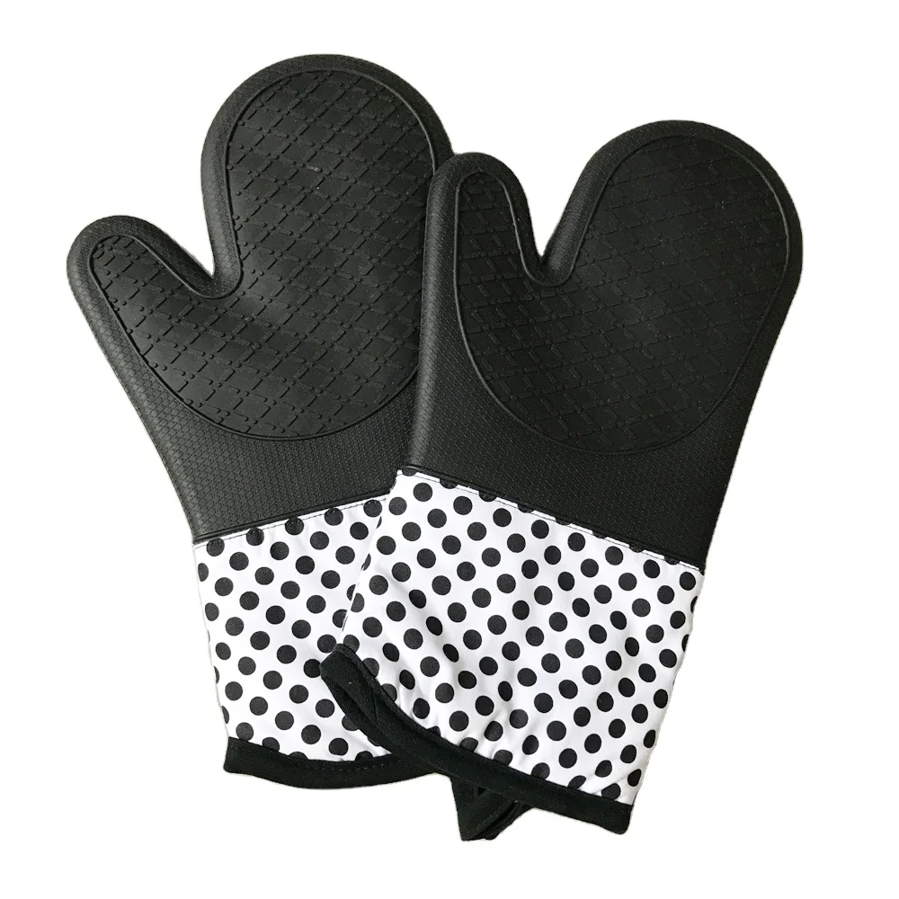 
Wholesale dot design microwave high heat resistant waterproof silicone kitchen gloves oven mitts for cooking 