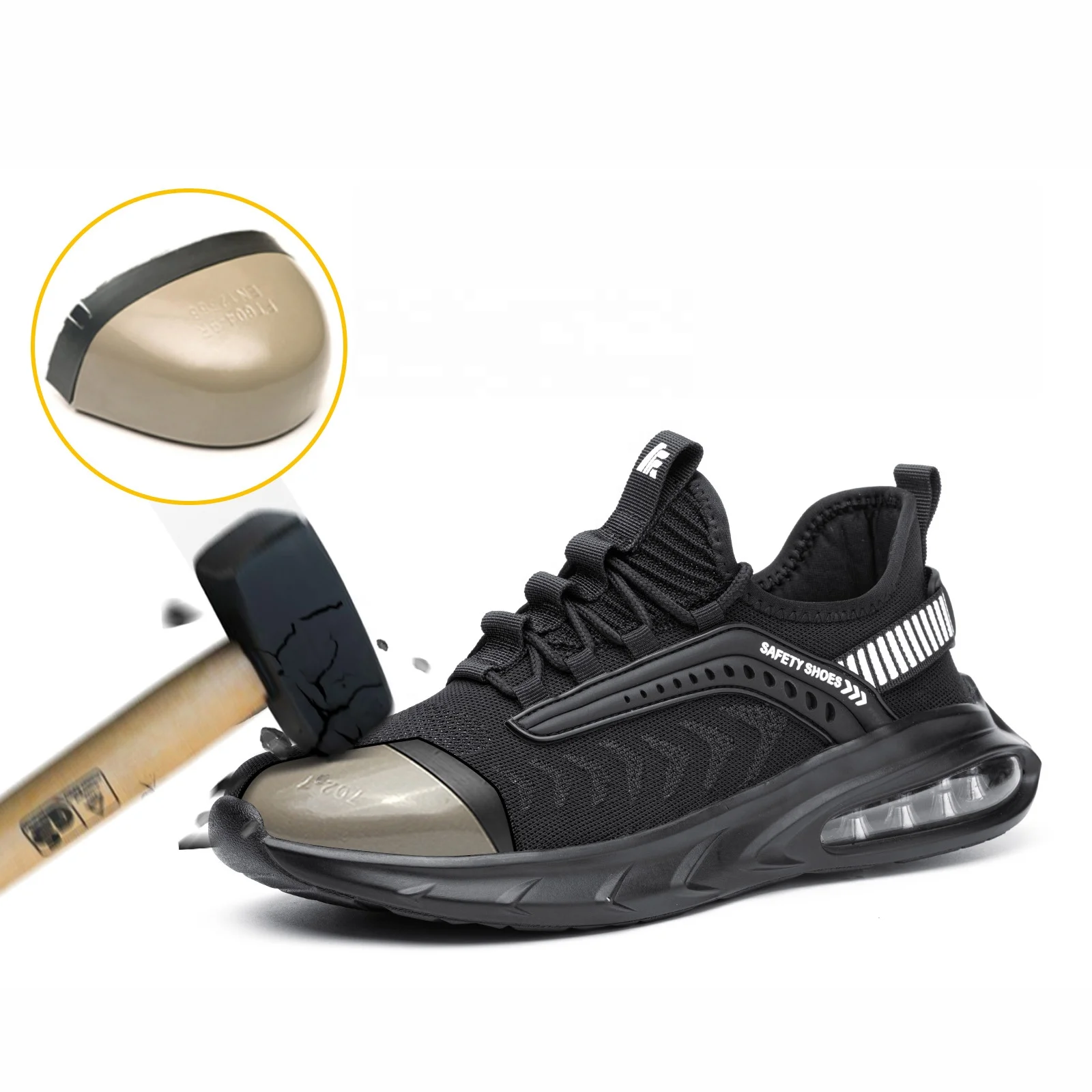 JIANKUN Fashionable New Safety Shoes Breathable Woven Flying PU Soles Wear-Resistant Outdoor Work Steel Toe with Air Cushion