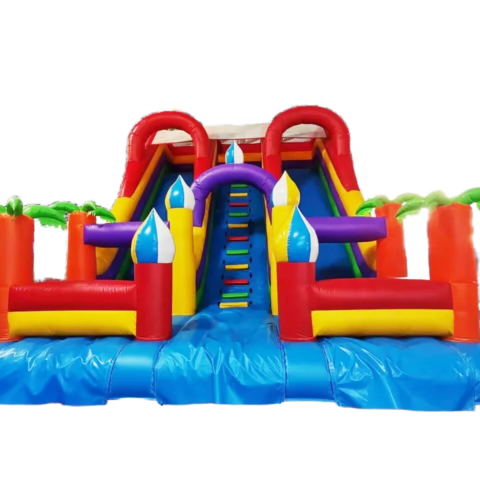 Китайские Коммерческие Пользовательские Три скольжения и бассейн надувные водные горки для взрослых детей