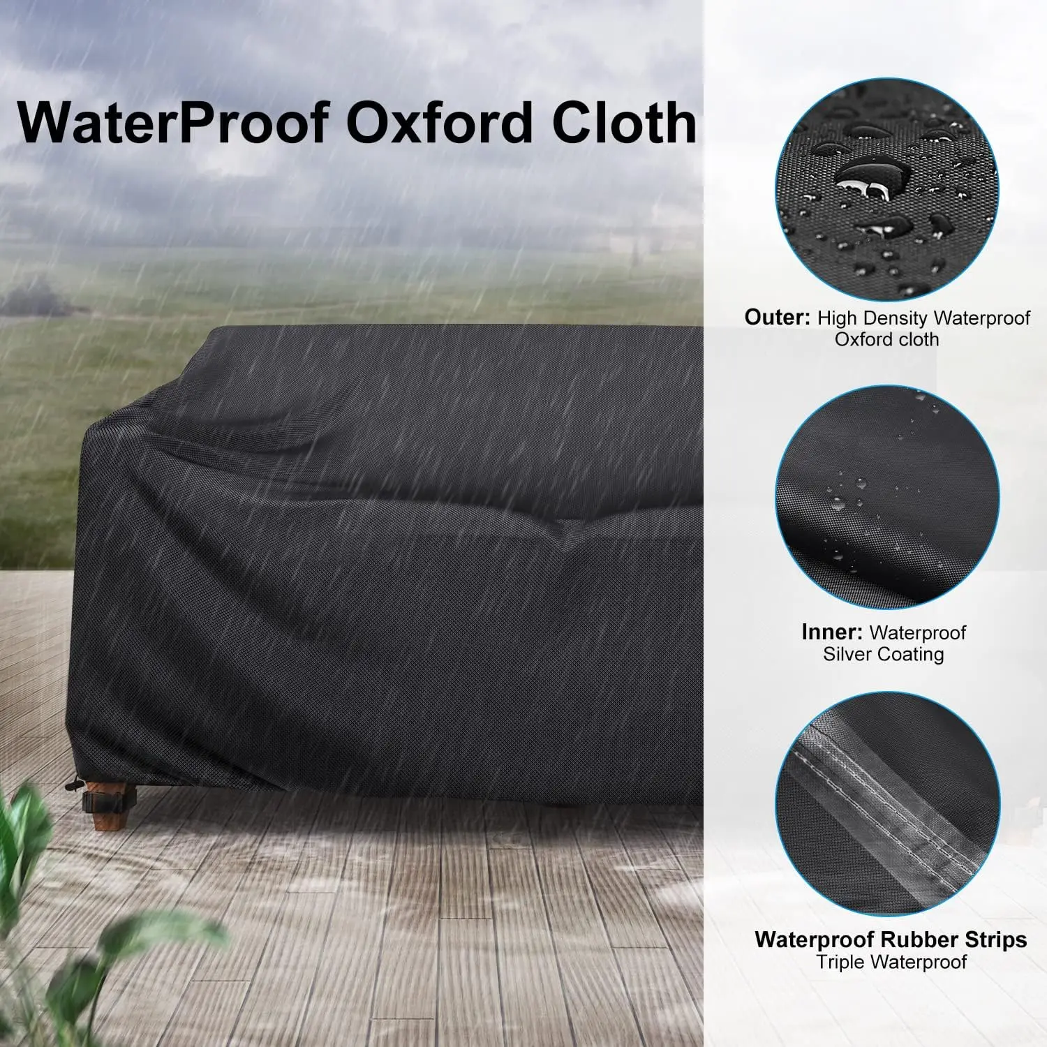 Heavy Duty Oxford Fabric 2-Seater Outdoor Sofa Loveseat Cover Waterproof Outdoor Patio Furniture Cover with Air Vent